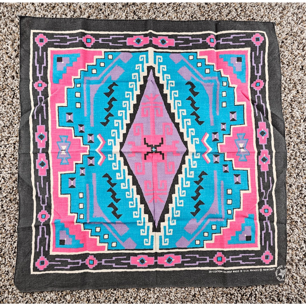 Wamcraft Poly/Cotton USA Handkerchief Bandana Native American Design RN 14193
